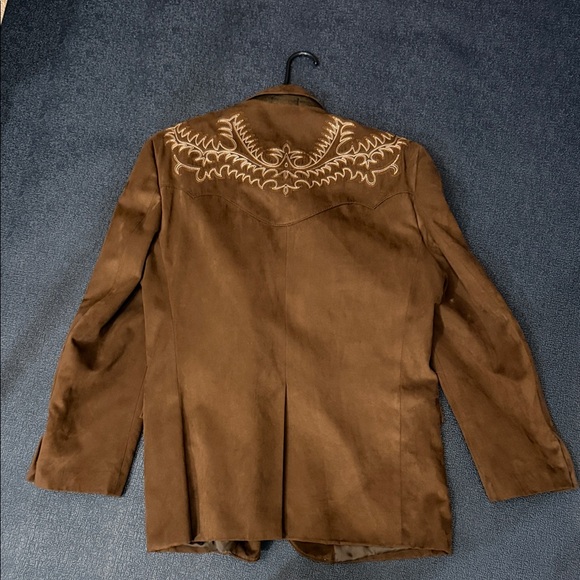 Brown Embroidered Men's Blazer 44R - Picture 3 of 7